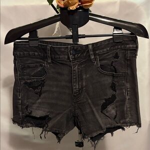 American Eagle Outfitters Black Distressed Denim Cutoff Shorts
